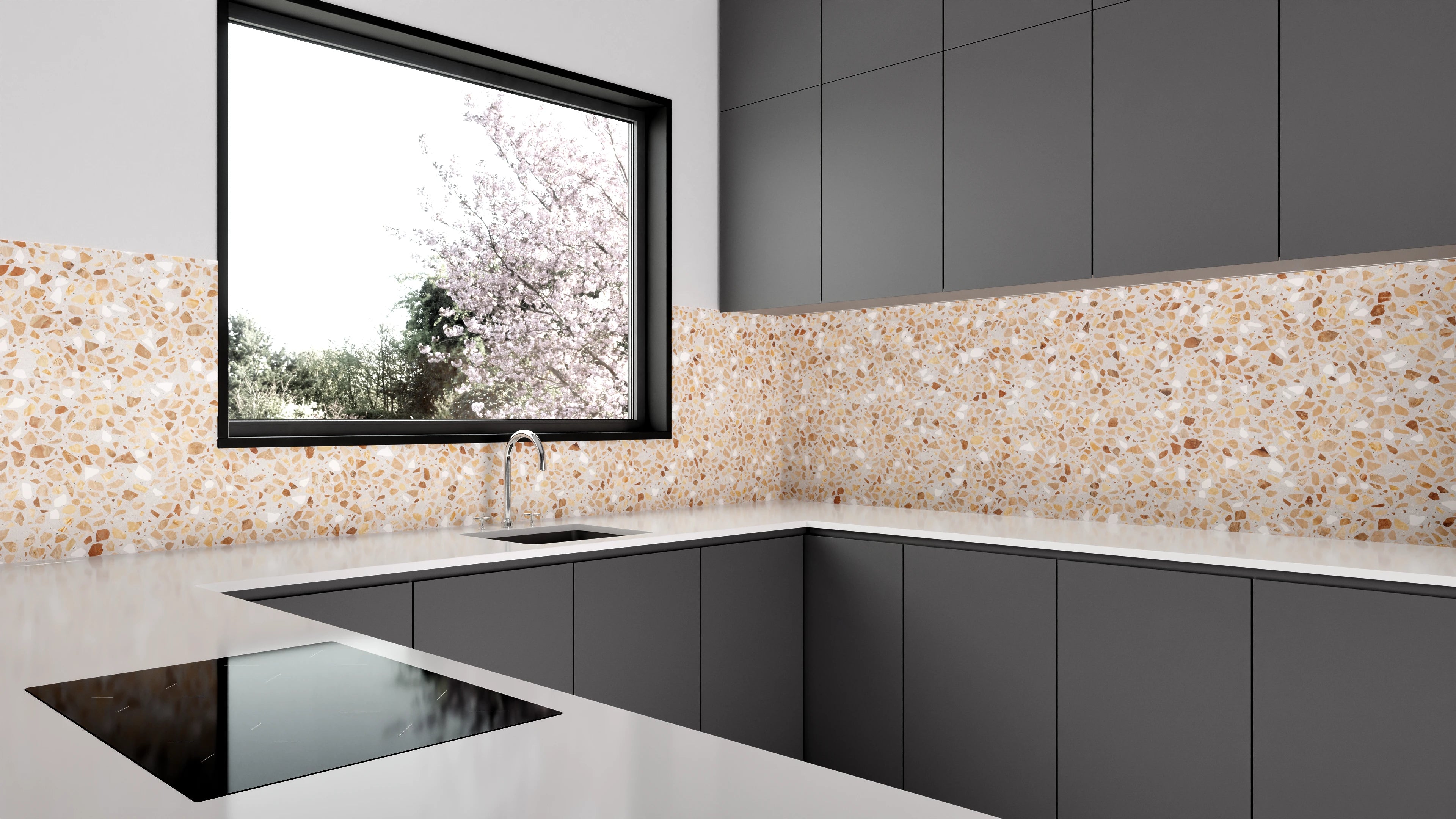 Küchenrückwand - Beige Mosaik Muster - Natürliche Steinoptik