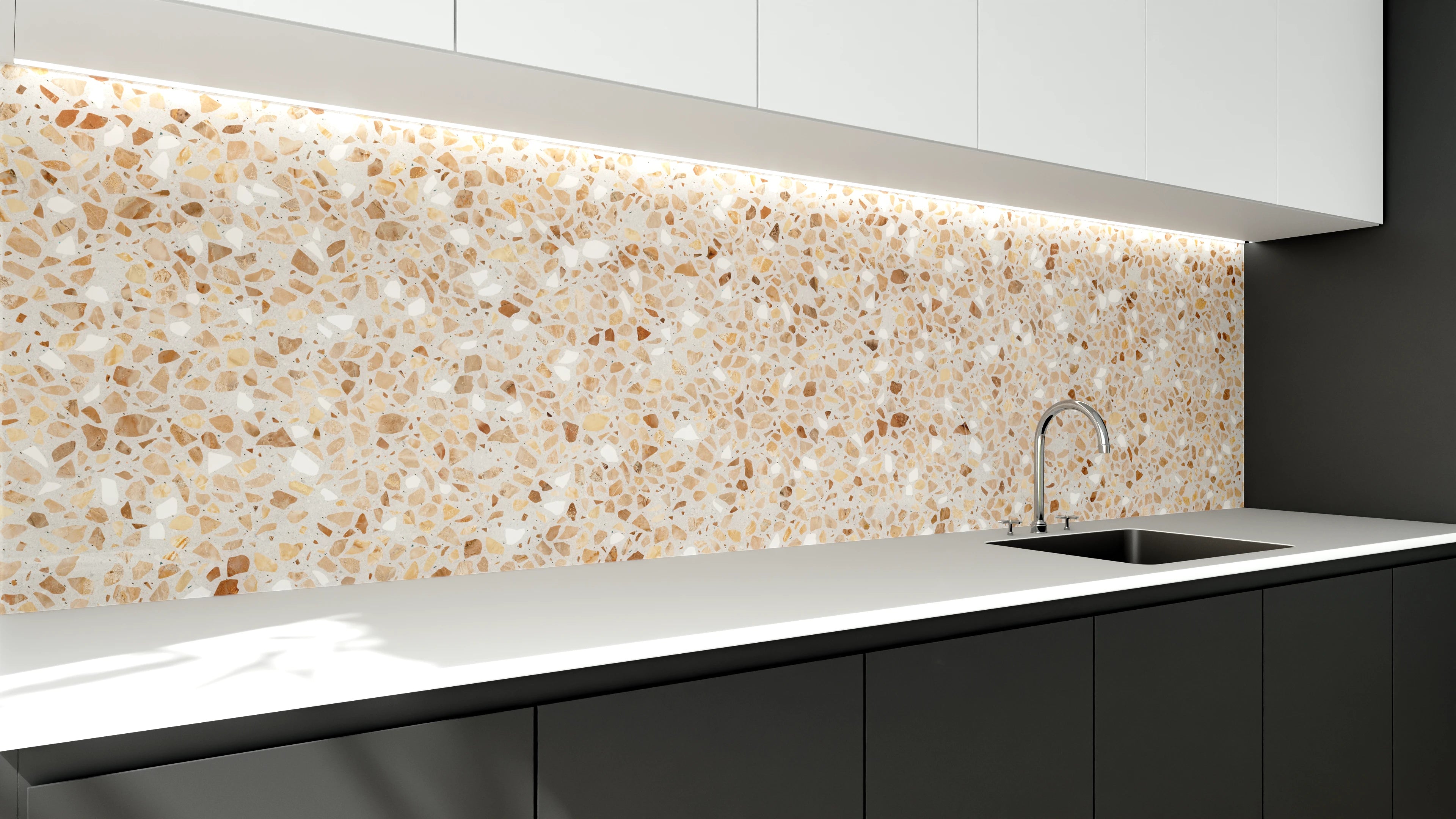 Küchenrückwand - Beige Mosaik Muster - Natürliche Steinoptik