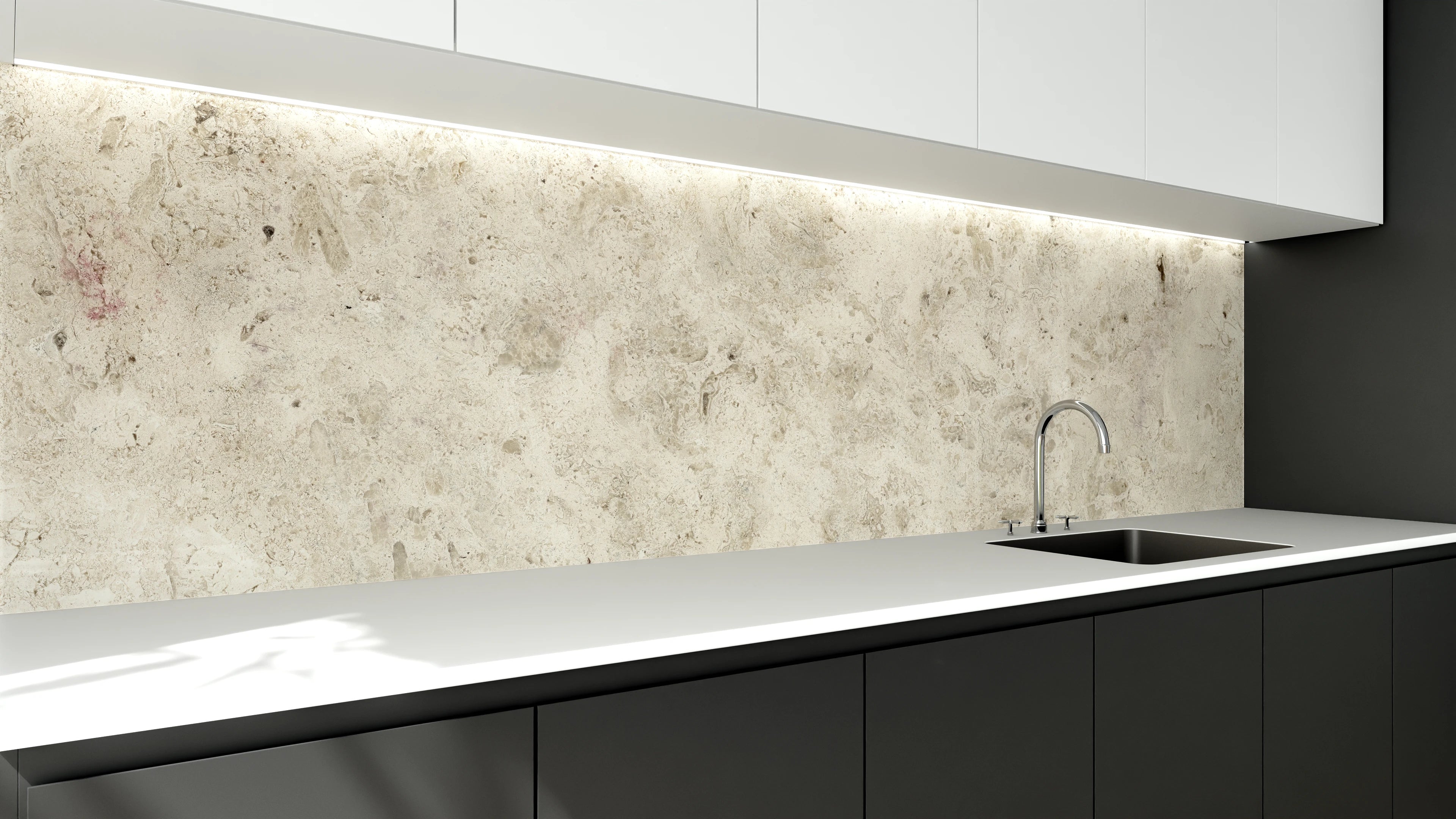 Küchenrückwand - Helle Naturstein Wandverkleidung