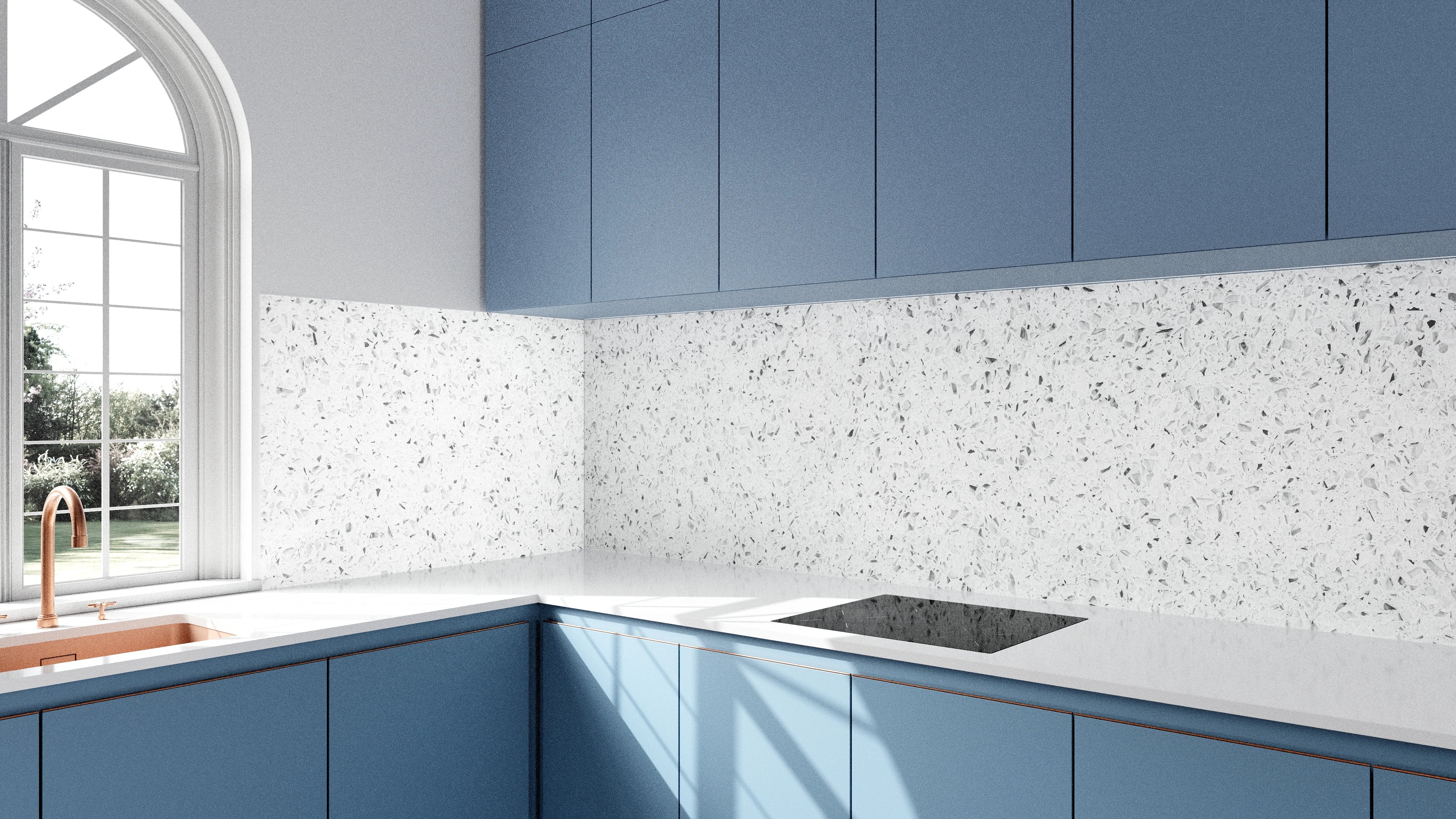 Küchenrückwand - Helle Steinstruktur in Grau