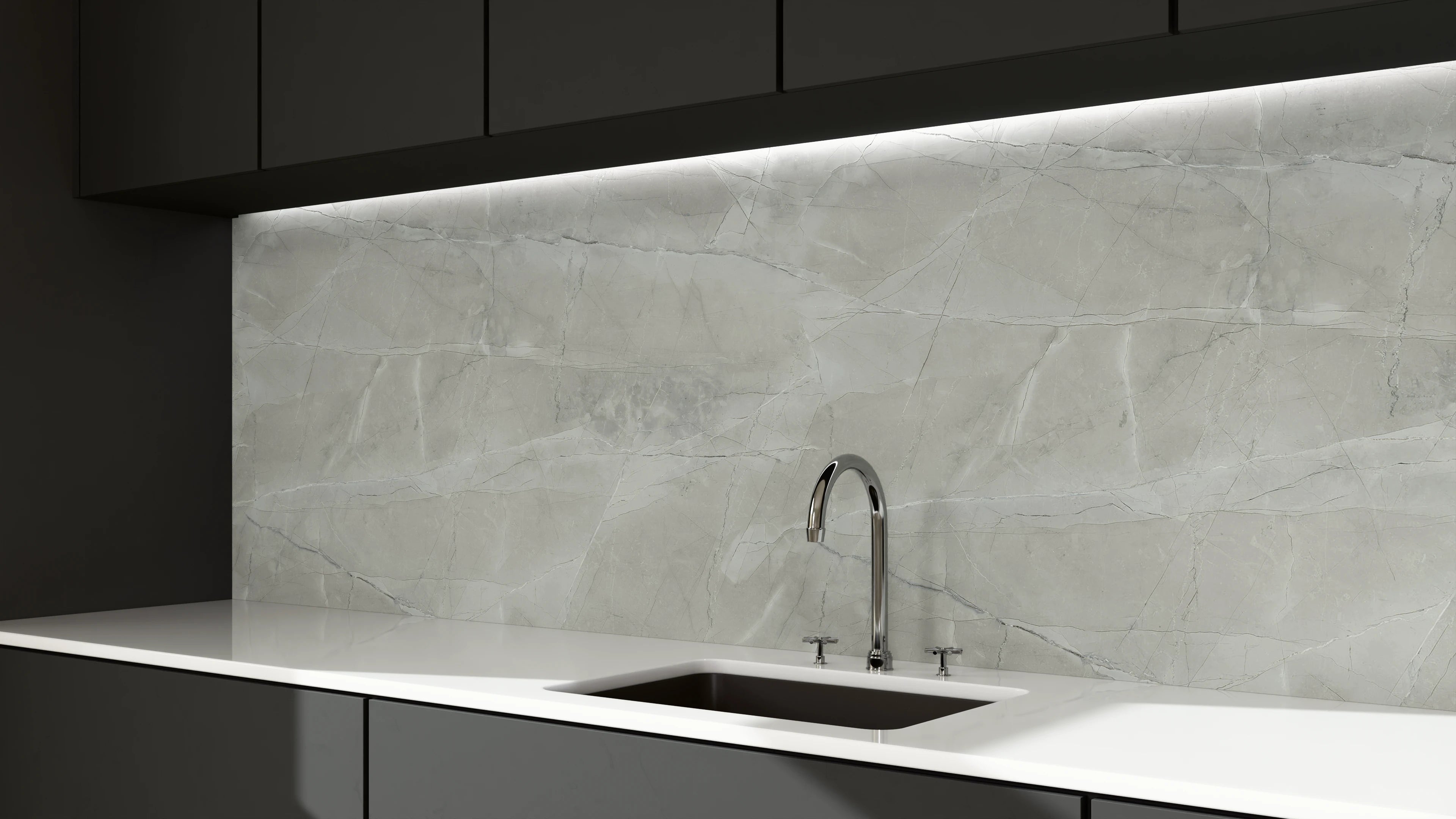 Küchenrückwand - Stone Marble Grey