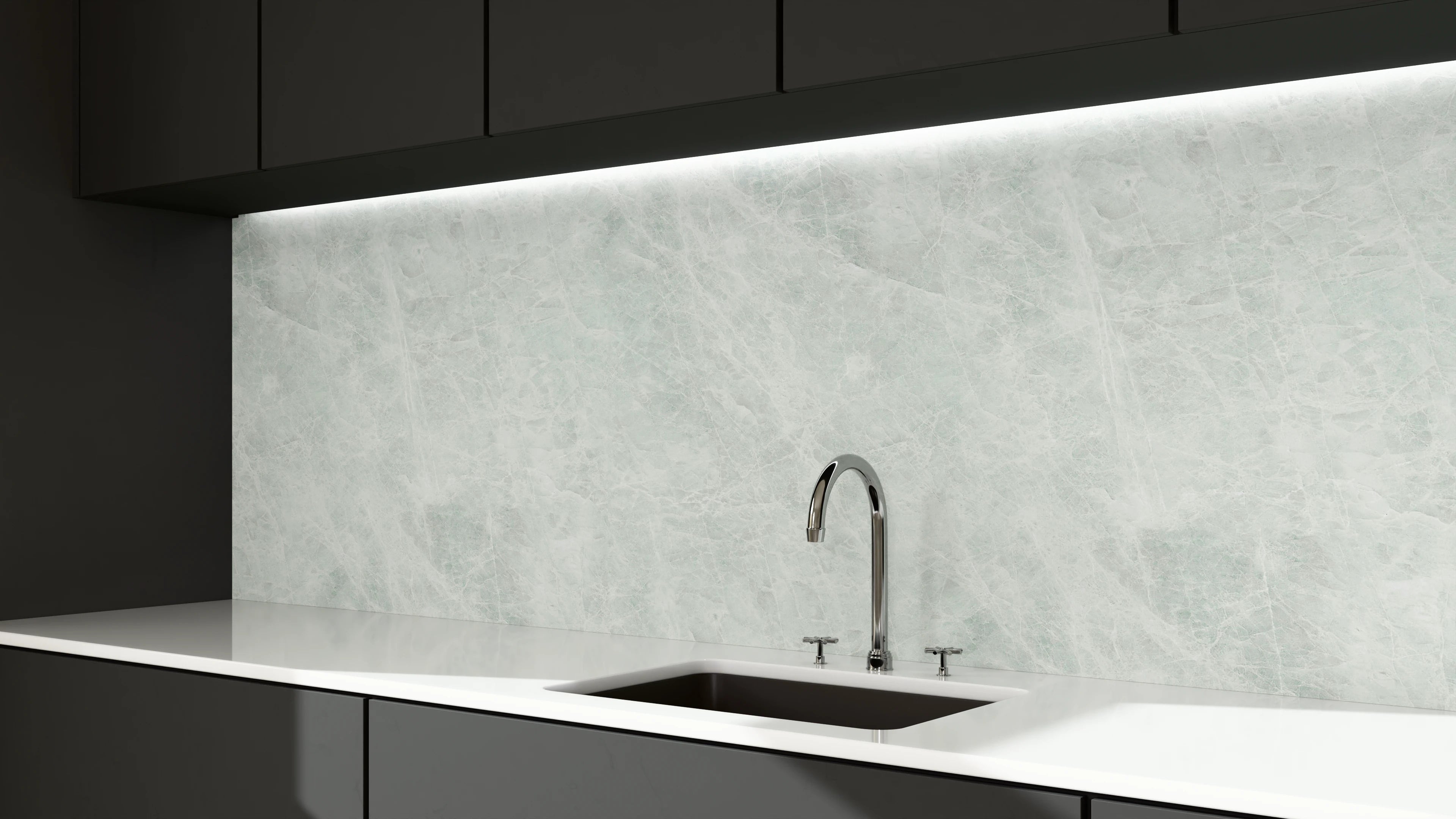 Küchenrückwand - Stone Marble Ice-Grey